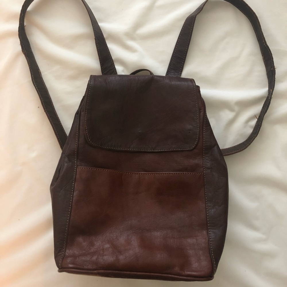 Vintage European leather small backpack purse